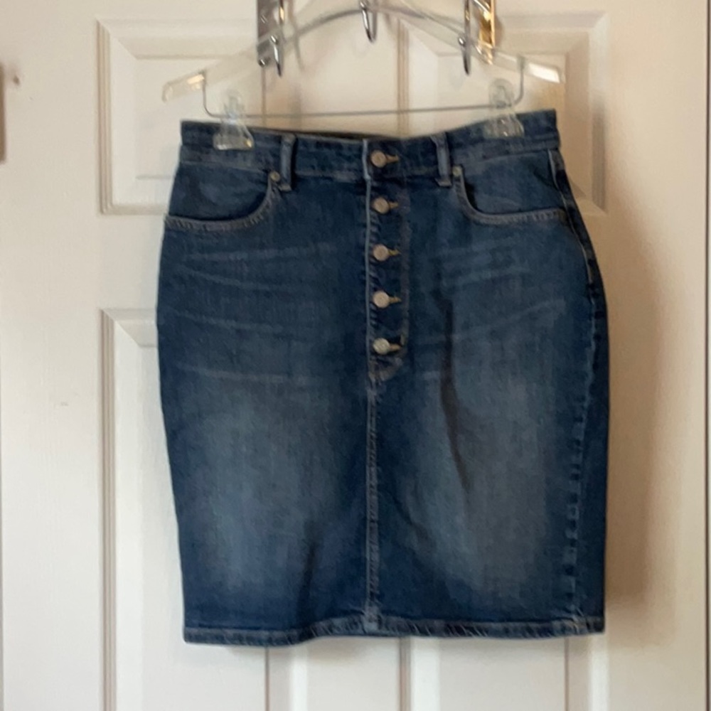 Banana Republic Denim Button-Front Pencil Skirt - Blue
